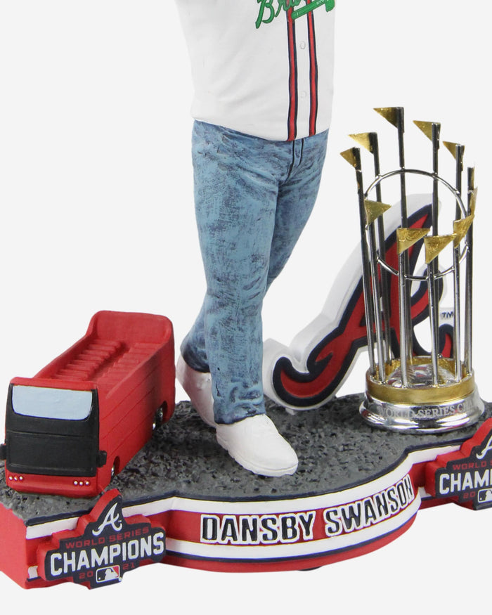 Dansby Swanson Atlanta Braves 2021 World Series Champions Celebration Bobblehead FOCO - FOCO.com