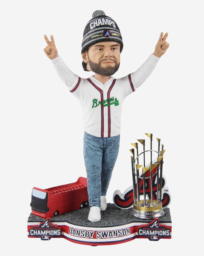 Dansby Swanson Atlanta Braves 2021 World Series Champions Celebration Bobblehead FOCO - FOCO.com