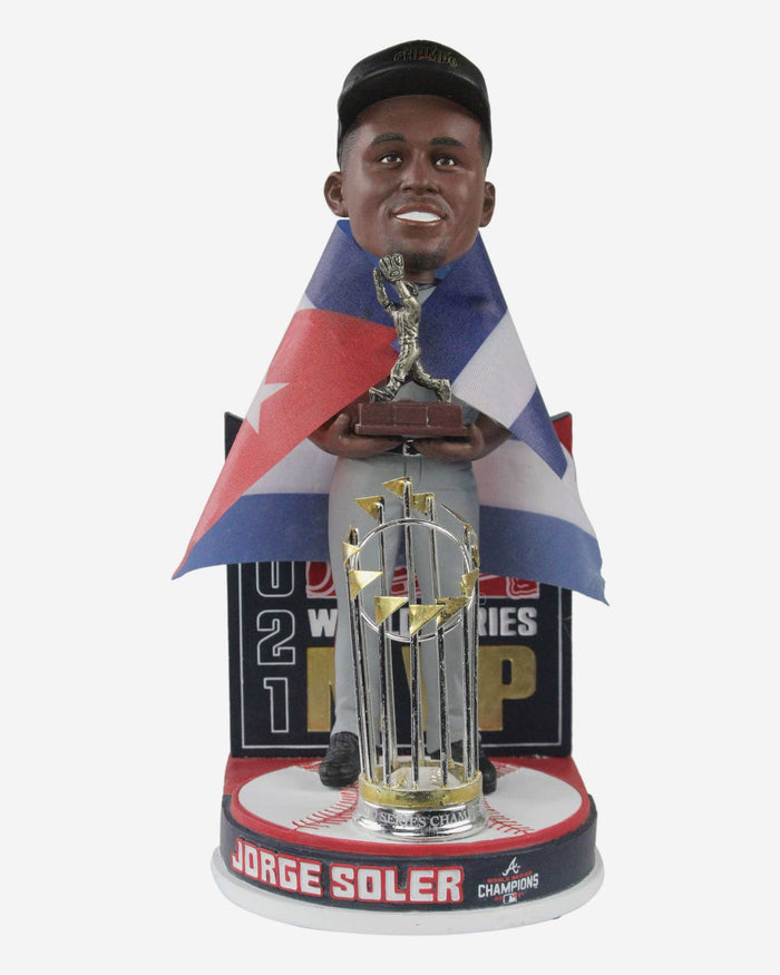 Jorge Soler Atlanta Braves 2021 World Series Champions MVP Flag Moment Bobblehead FOCO - FOCO.com