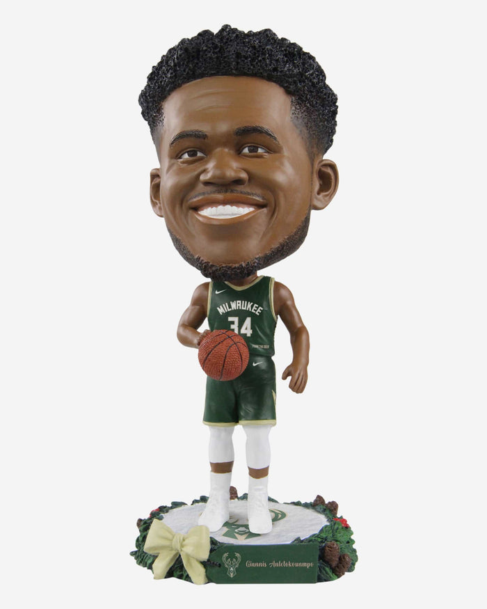 Giannis Antetokounmpo Milwaukee Bucks Holiday Wreath Bighead Bobblehead FOCO - FOCO.com