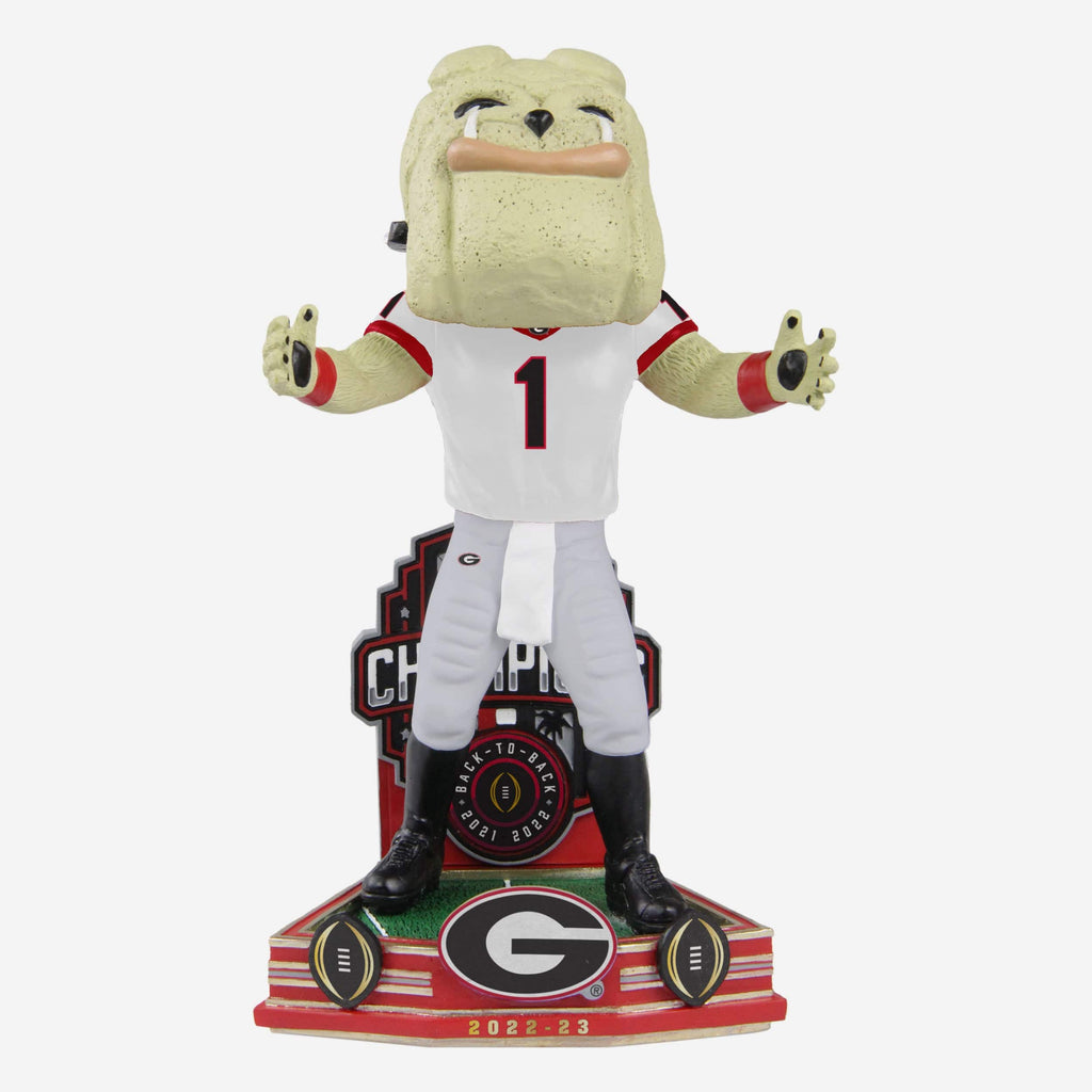 Hairy Dawg Georgia Bulldogs 2022 Football National Champions White Jersey Mascot Bobblehead FOCO - FOCO.com