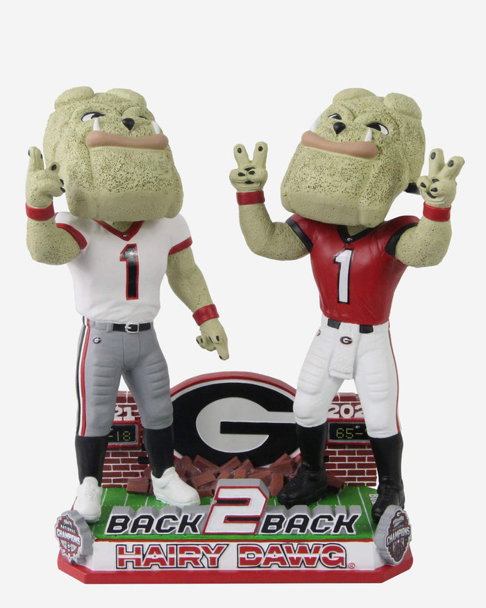 Hairy Dawg Georgia Bulldogs Football National Champions Back to Back Dual Mascot Bobblehead FOCO - FOCO.com