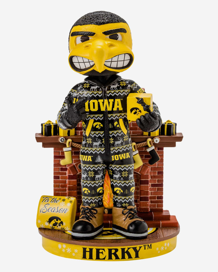 Herky The Hawk Iowa Hawkeyes Holiday Mascot Bobblehead FOCO - FOCO.com
