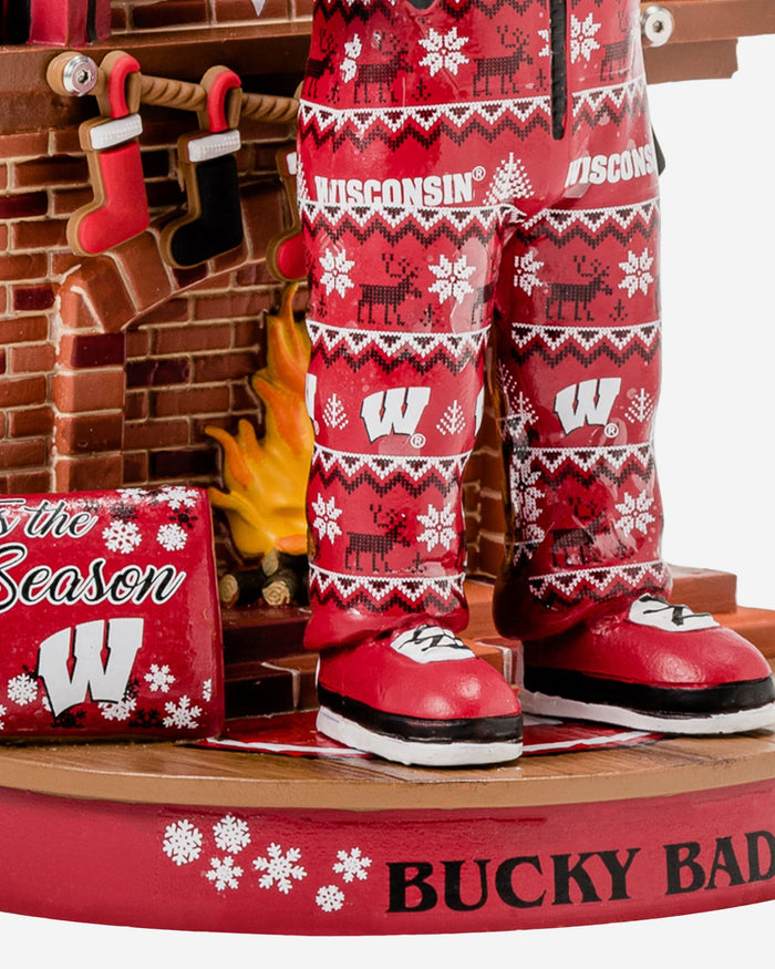 Bucky Badger Wisconsin Badgers Holiday Mascot Bobblehead FOCO - FOCO.com