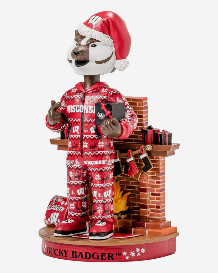 Bucky Badger Wisconsin Badgers Holiday Mascot Bobblehead FOCO - FOCO.com