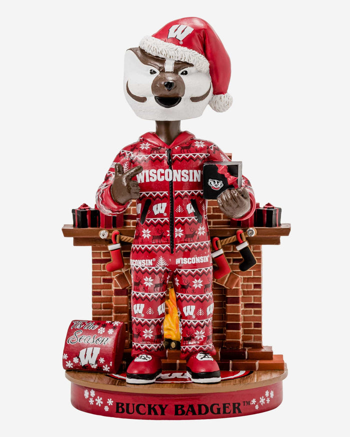 Bucky Badger Wisconsin Badgers Holiday Mascot Bobblehead FOCO - FOCO.com