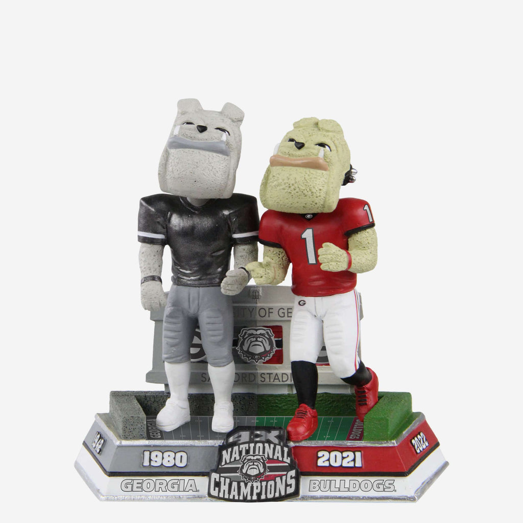 Hairy Dawg Georgia Bulldogs 2022 Football National Champions Between the Hedges Then and Now Mascot Bobblehead FOCO - FOCO.com