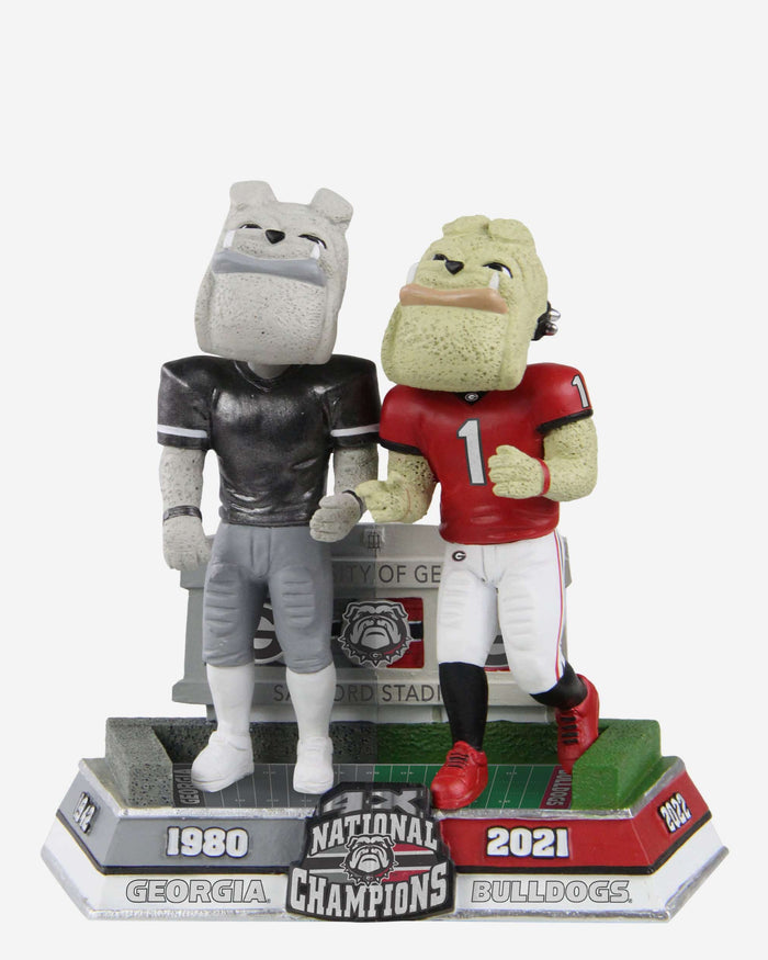Hairy Dawg Georgia Bulldogs 2022 Football National Champions Between the Hedges Then and Now Mascot Bobblehead FOCO - FOCO.com