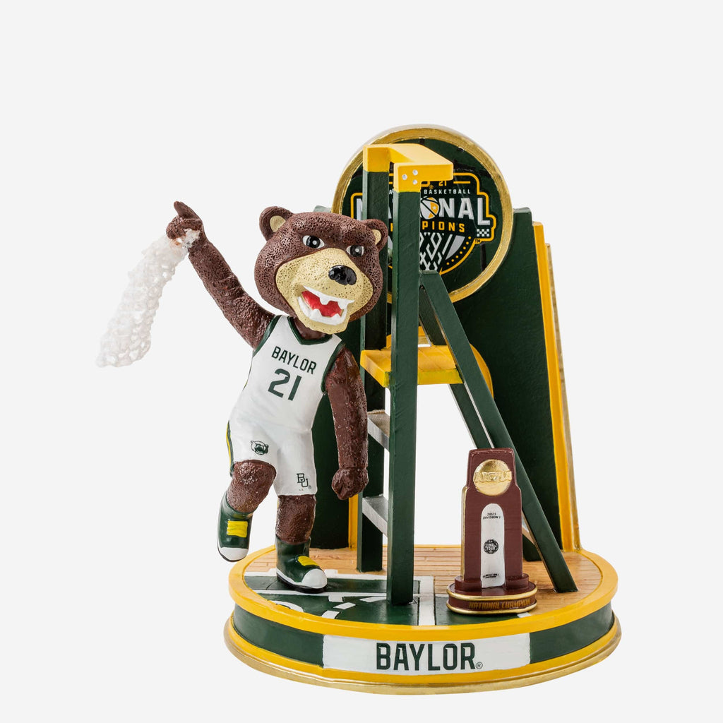 Bruiser Baylor Bears 2021 Mens Basketball National Champions Cutting The Net Mascot Mini Bobblehead Scene FOCO - FOCO.com