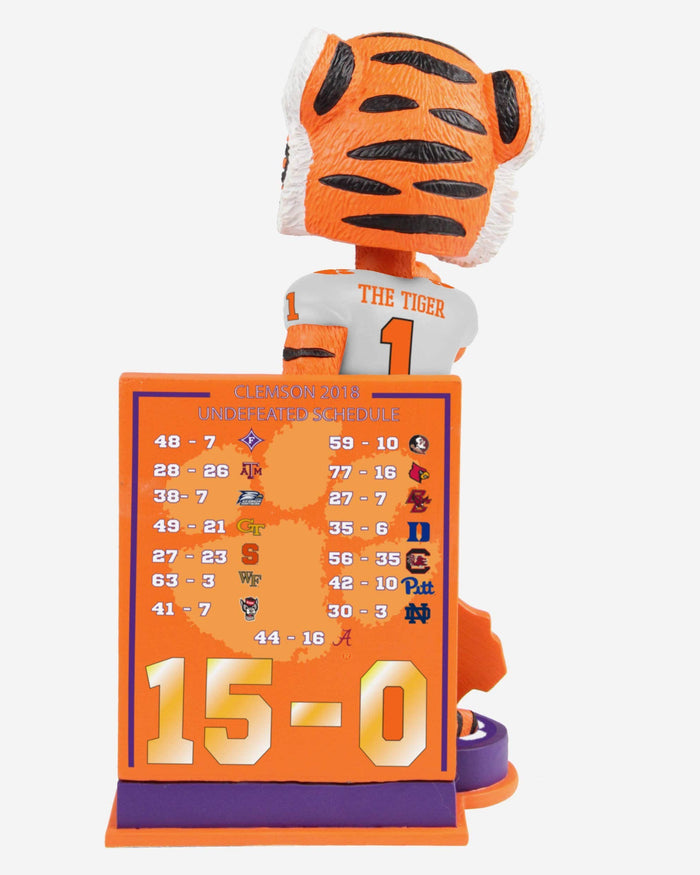 The Tiger Clemson Tigers 2018 Undefeated Mascot Bobblehead FOCO - FOCO.com