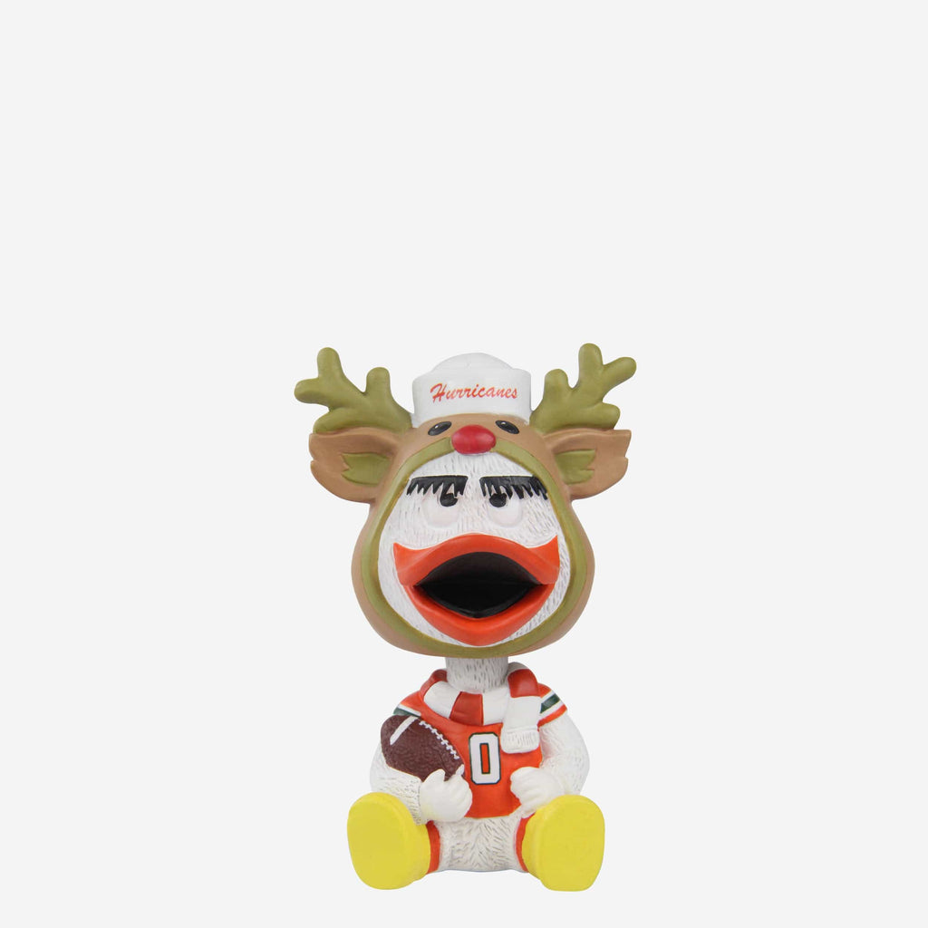Sebastian Miami Hurricanes Christmas Mascot Bobble Bro Mini Bobblehead FOCO - FOCO.com