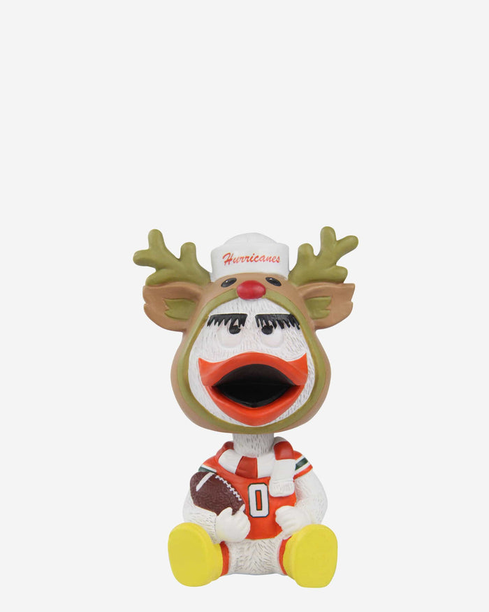 Sebastian Miami Hurricanes Christmas Mascot Bobble Bro Mini Bobblehead FOCO - FOCO.com
