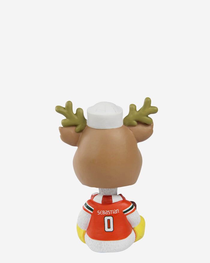Sebastian Miami Hurricanes Christmas Mascot Bobble Bro Mini Bobblehead FOCO - FOCO.com
