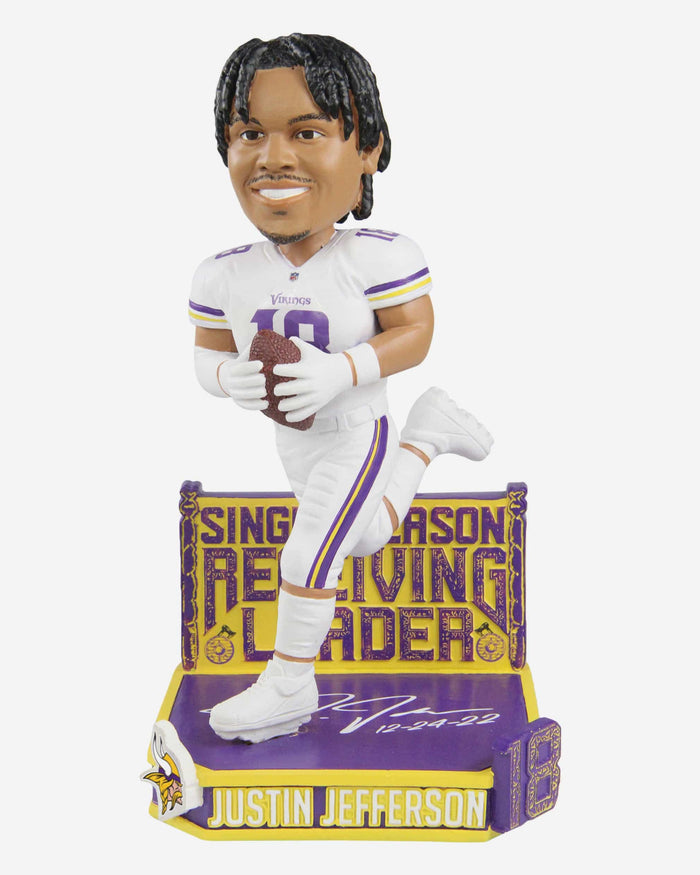 Justin Jefferson Minnesota Vikings Single Season Receiving Yards Record Bobblehead FOCO - FOCO.com