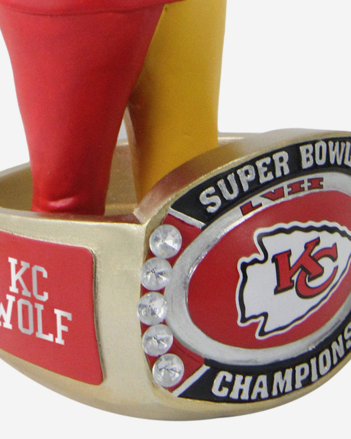 KC Wolf Kansas City Chiefs Super Bowl LVII Champions Ring Base Mascot Bighead Bobblehead FOCO - FOCO.com