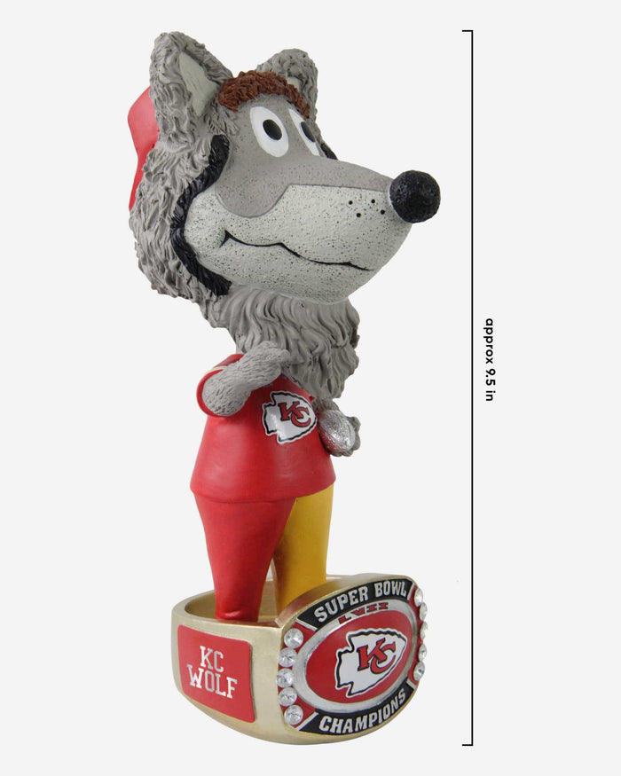 KC Wolf Kansas City Chiefs Super Bowl LVII Champions Ring Base Mascot Bighead Bobblehead FOCO - FOCO.com
