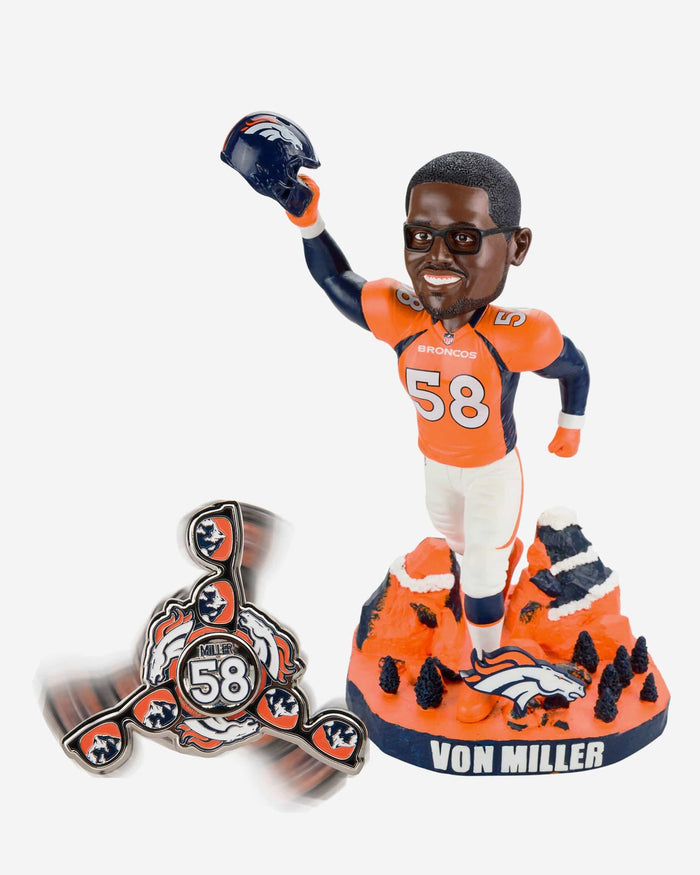 Von Miller Denver Broncos Bobblehead & Diztracto Spinnerz FOCO - FOCO.com
