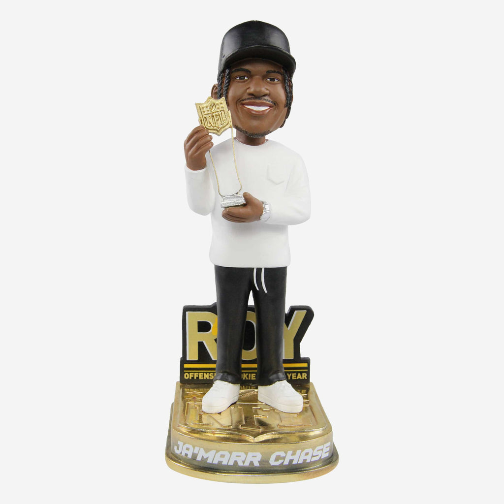 Ja'Marr Chase Cincinnati Bengals 2021 Offensive Rookie Of The Year Bobblehead FOCO - FOCO.com