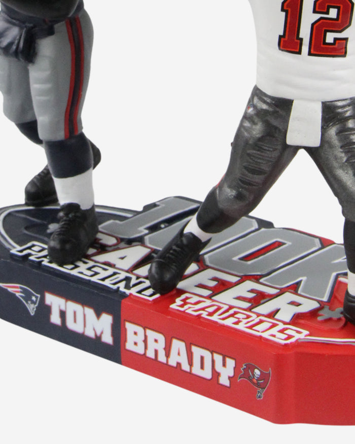 Tom Brady New England Patriots & Tampa Bay Buccaneers 100,000 Passing Yards Dual Bighead Bobblehead FOCO - FOCO.com
