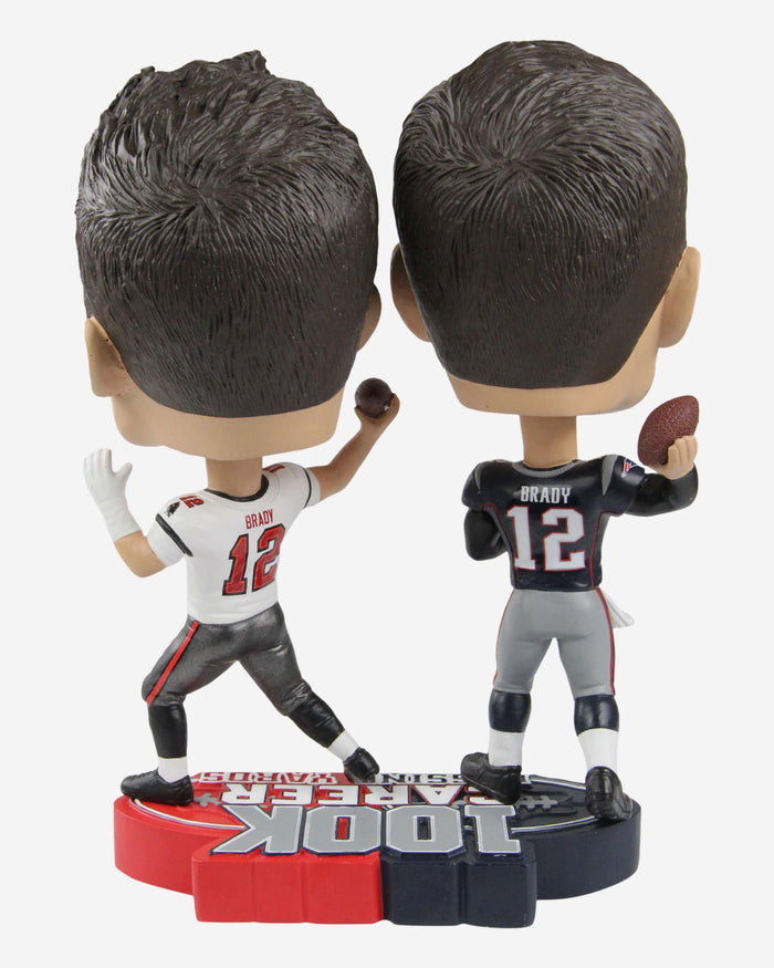Tom Brady New England Patriots & Tampa Bay Buccaneers 100,000 Passing Yards Dual Bighead Bobblehead FOCO - FOCO.com
