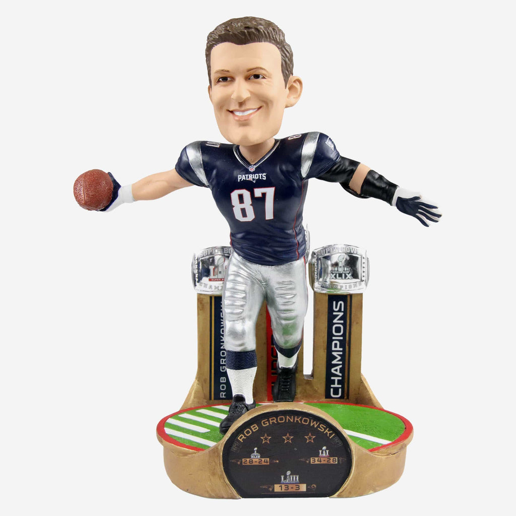 Rob Gronkowski New England Patriots 3x Super Bowl Champion Bobblehead FOCO - FOCO.com