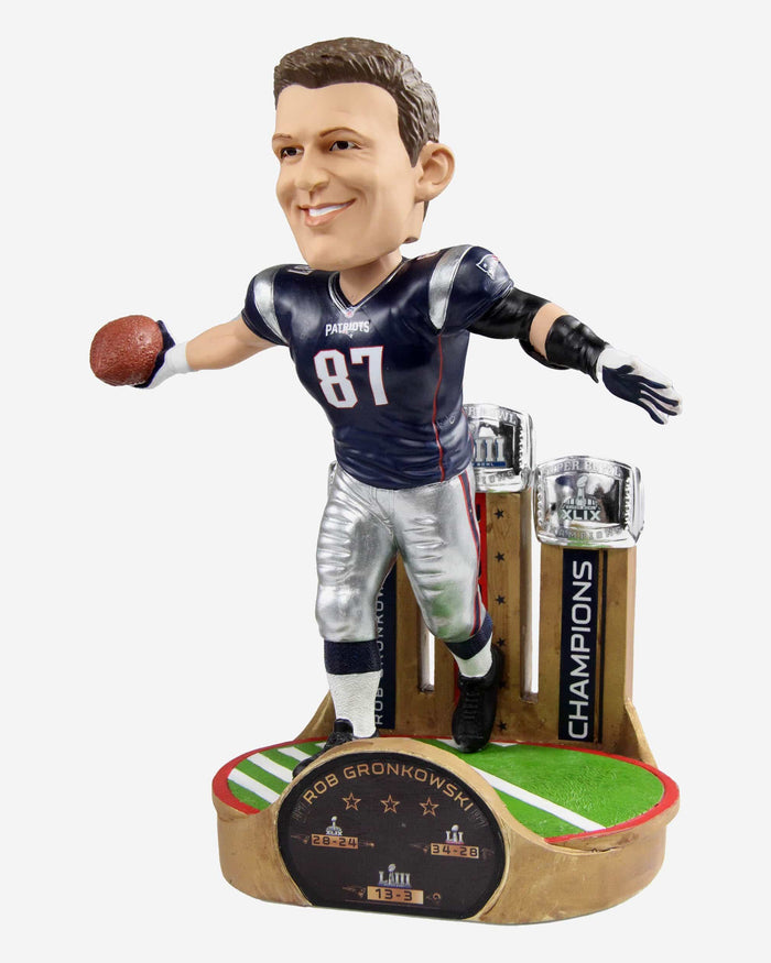 Rob Gronkowski New England Patriots 3x Super Bowl Champion Bobblehead FOCO - FOCO.com