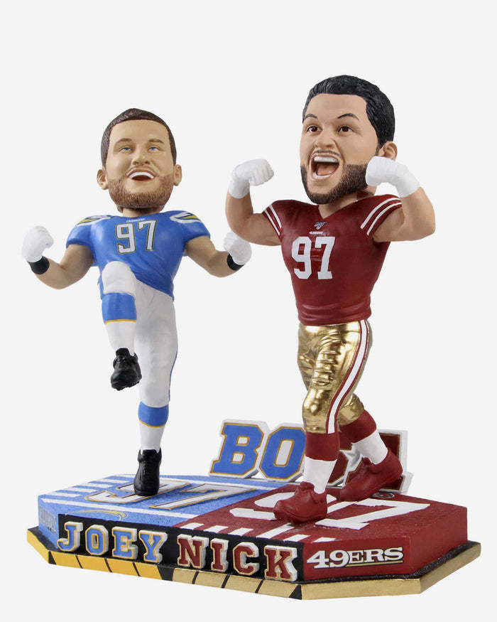 Nick Bosa & Joey Bosa San Francisco 49ers & Los Angeles Chargers Dual Bobblehead FOCO - FOCO.com