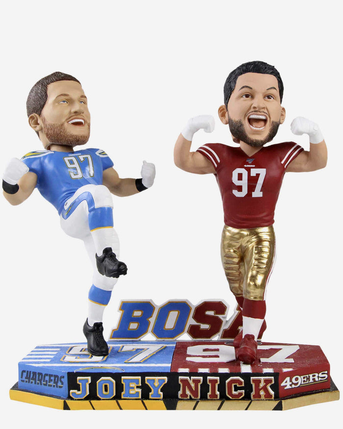 Nick Bosa & Joey Bosa San Francisco 49ers & Los Angeles Chargers Dual Bobblehead FOCO - FOCO.com