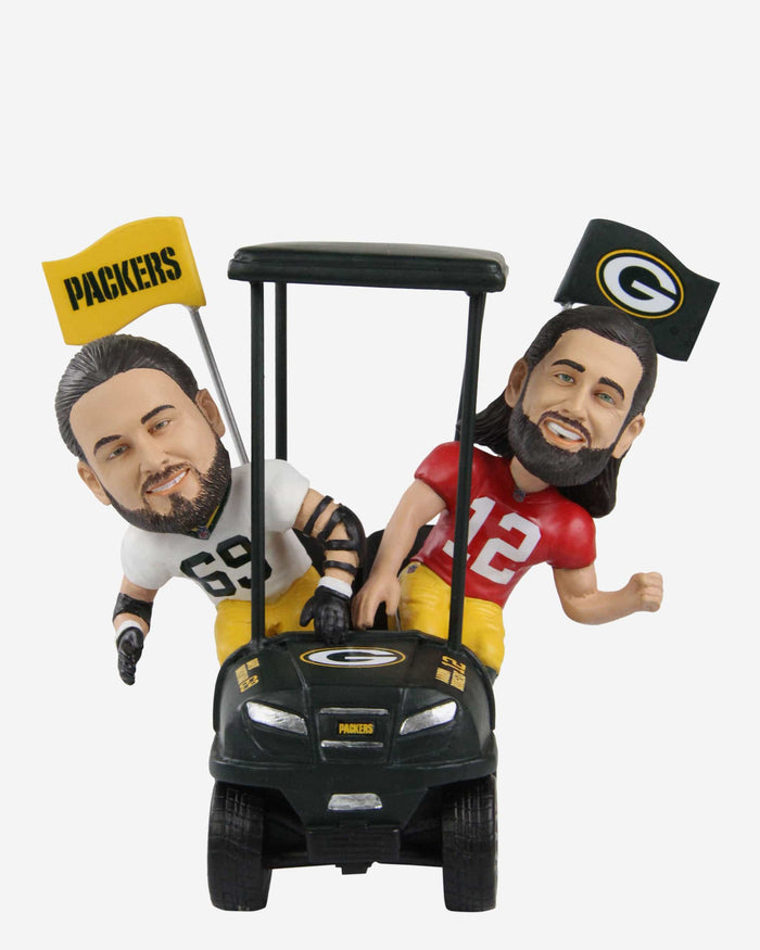 Aaron Rodgers & David Bakhtiari Green Bay Packers Golf Cart Bobblehead FOCO - FOCO.com