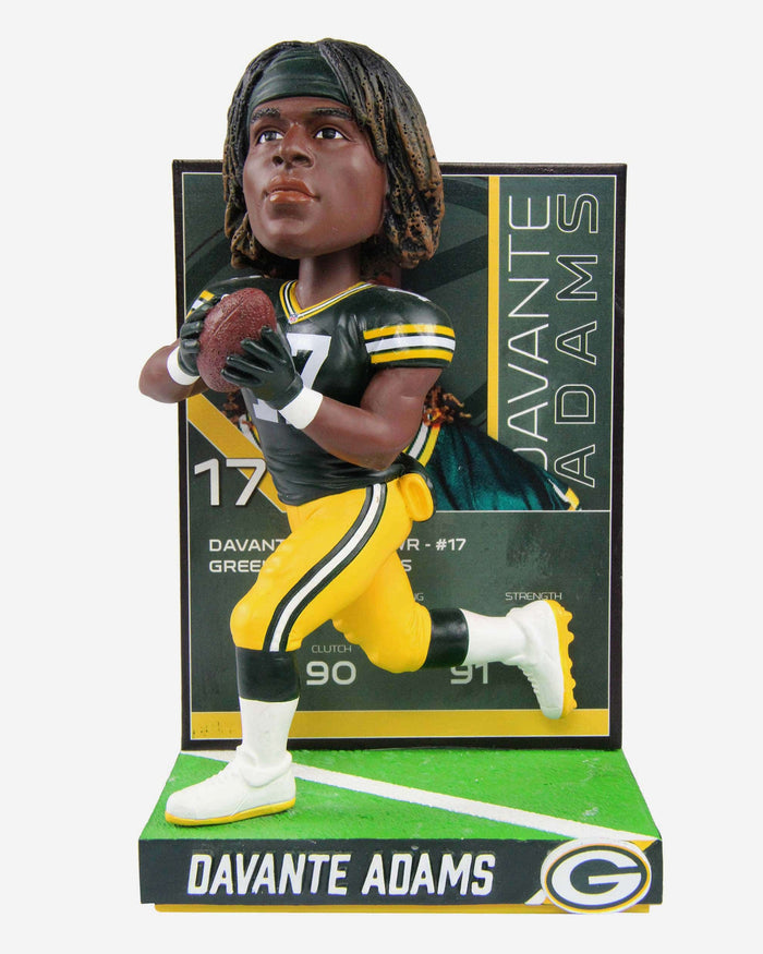 Davante Adams Green Bay Packers Ratings Card Bobblehead FOCO - FOCO.com