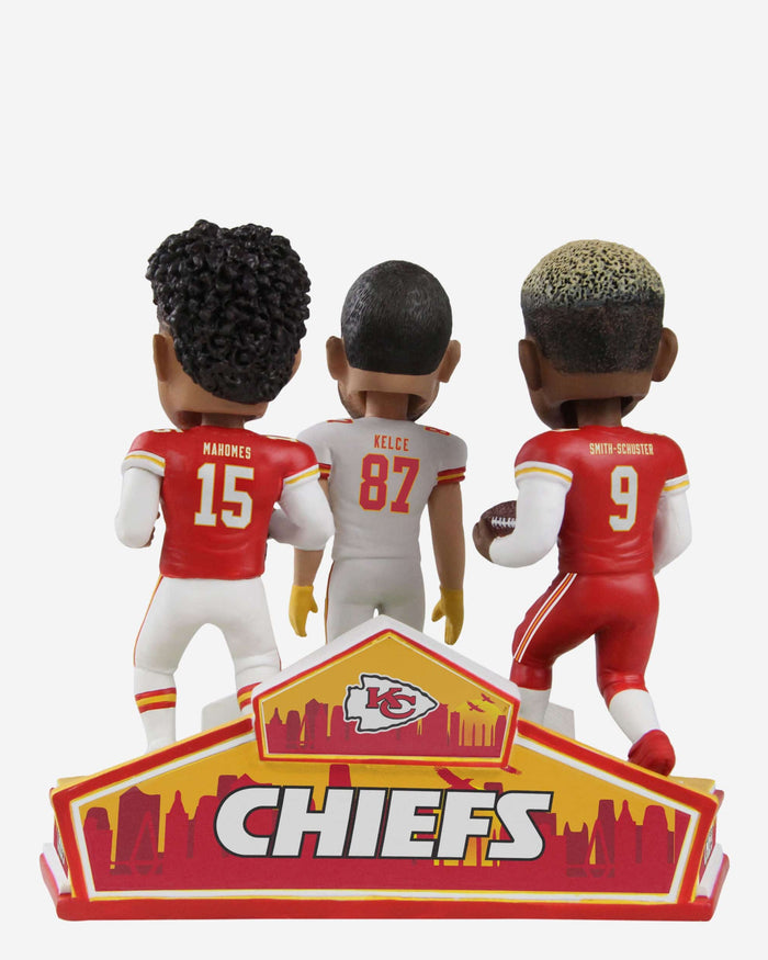 Patrick Mahomes & Travis Kelce & Juju Smith-Schuster Kansas City Chiefs Triple Bobblehead FOCO - FOCO.com