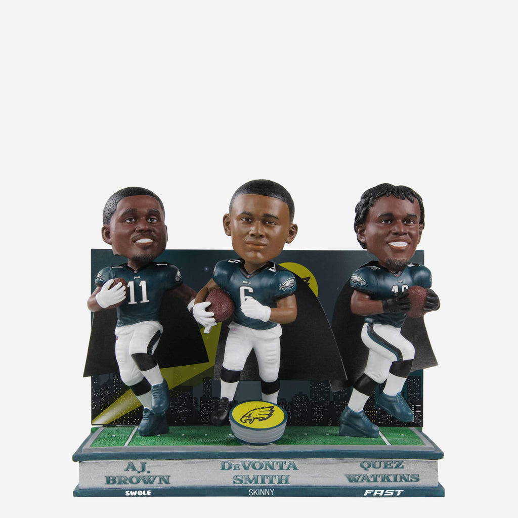 AJ Brown & DeVonta Smith & Quez Watkins Philadelphia Eagles Swole Skinny Fast Triple Bobblehead FOCO - FOCO.com