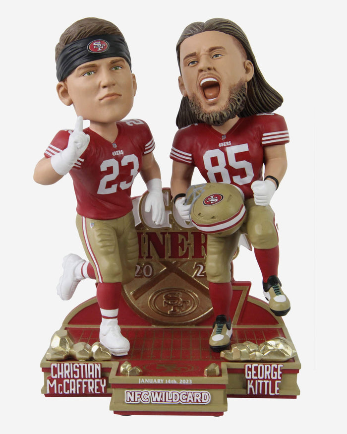 Christian McCaffrey & George Kittle San Francisco 49ers Wild Card Win Dual Bobblehead FOCO - FOCO.com