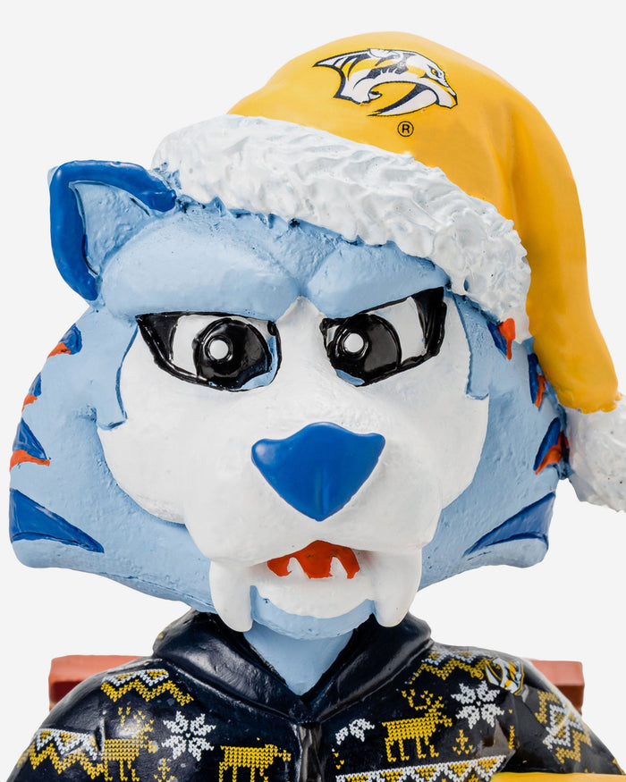 Gnash Nashville Predators Holiday Mascot Bobblehead FOCO - FOCO.com