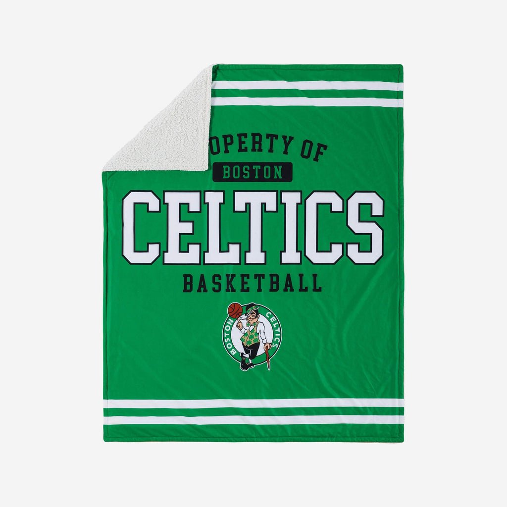 Boston Celtics Team Property Sherpa Plush Throw Blanket FOCO - FOCO.com