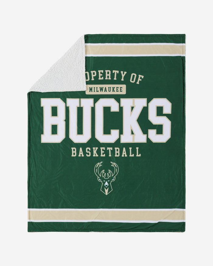 Milwaukee Bucks Team Property Sherpa Plush Throw Blanket FOCO - FOCO.com