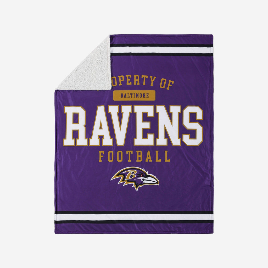 Baltimore Ravens Team Property Sherpa Plush Throw Blanket FOCO - FOCO.com