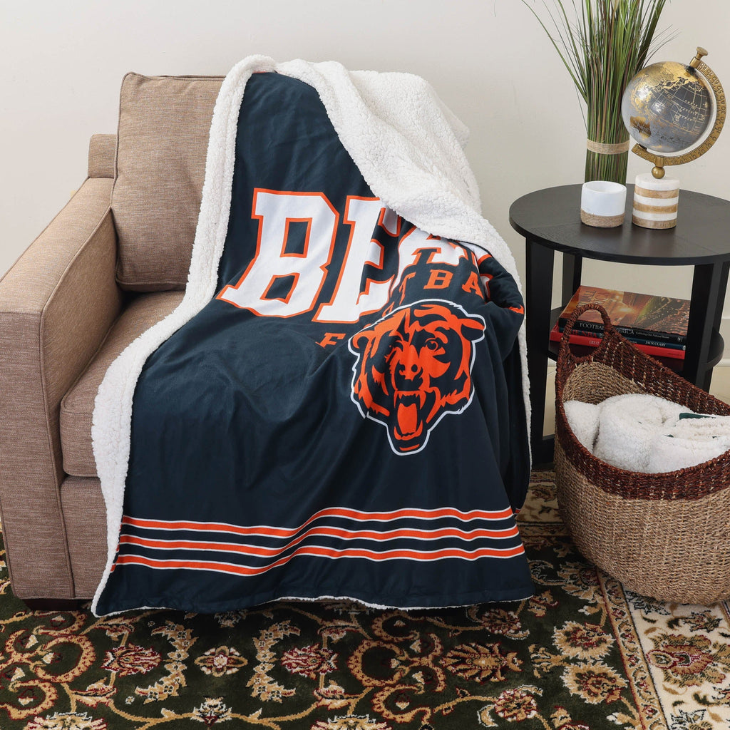 Chicago Bears Team Property Sherpa Plush Throw Blanket FOCO
