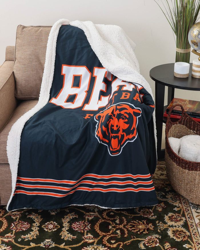 Chicago Bears Team Property Sherpa Plush Throw Blanket FOCO - FOCO.com