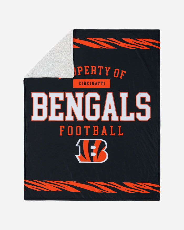 Cincinnati Bengals Team Property Sherpa Plush Throw Blanket FOCO - FOCO.com