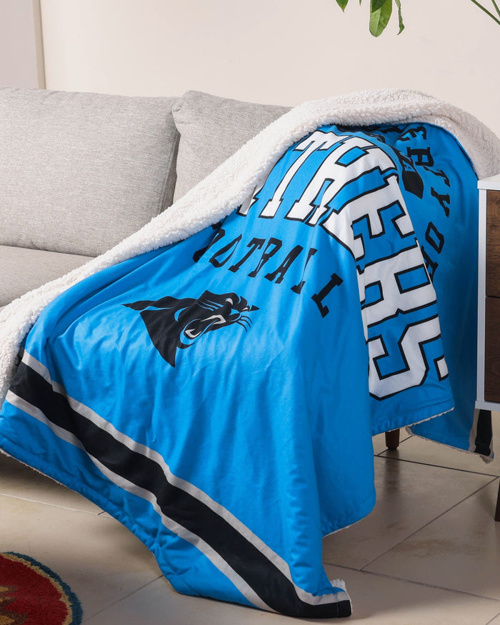 Carolina Panthers Team Property Sherpa Plush Throw Blanket FOCO - FOCO.com