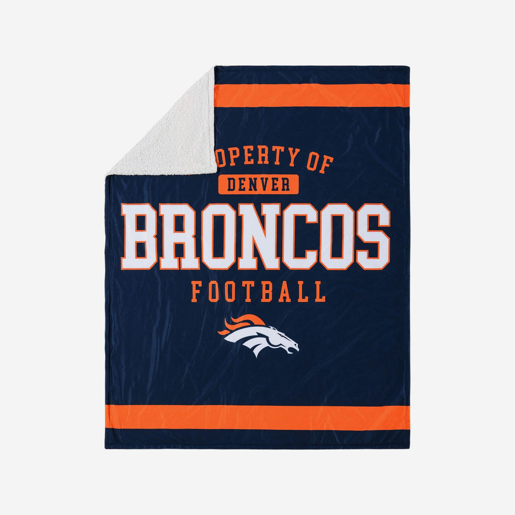 Denver Broncos Team Property Sherpa Plush Throw Blanket FOCO - FOCO.com