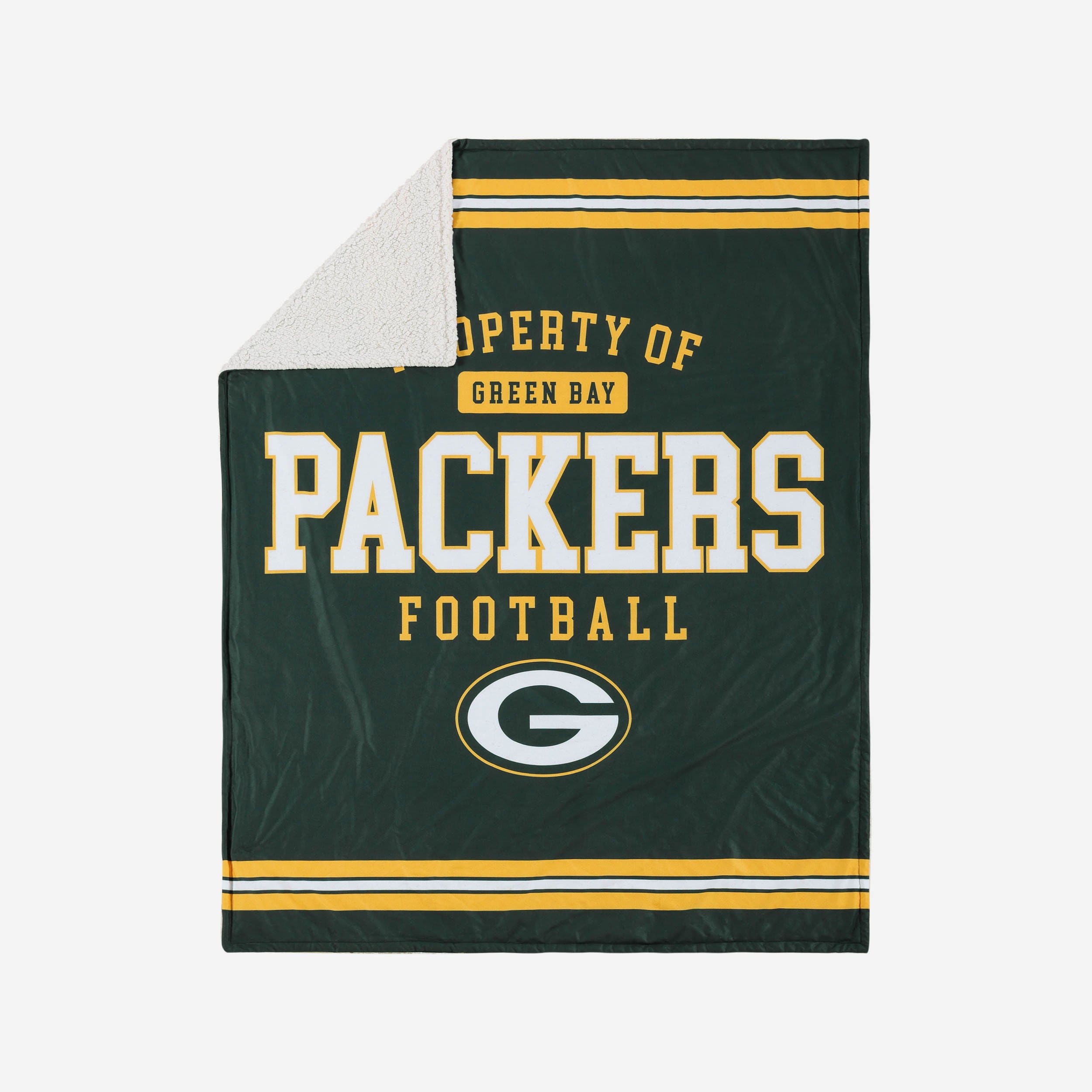 Green Bay Packers Team Property Sherpa Plush Throw Blanket FOCO