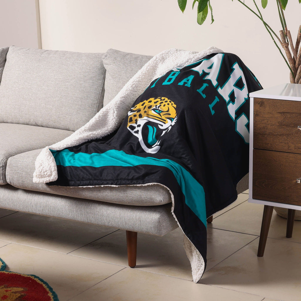 Jacksonville Jaguars Team Property Sherpa Plush Throw Blanket FOCO