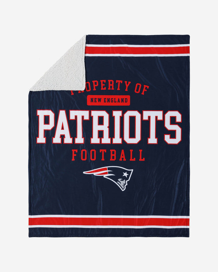 New England Patriots Team Property Sherpa Plush Throw Blanket FOCO - FOCO.com