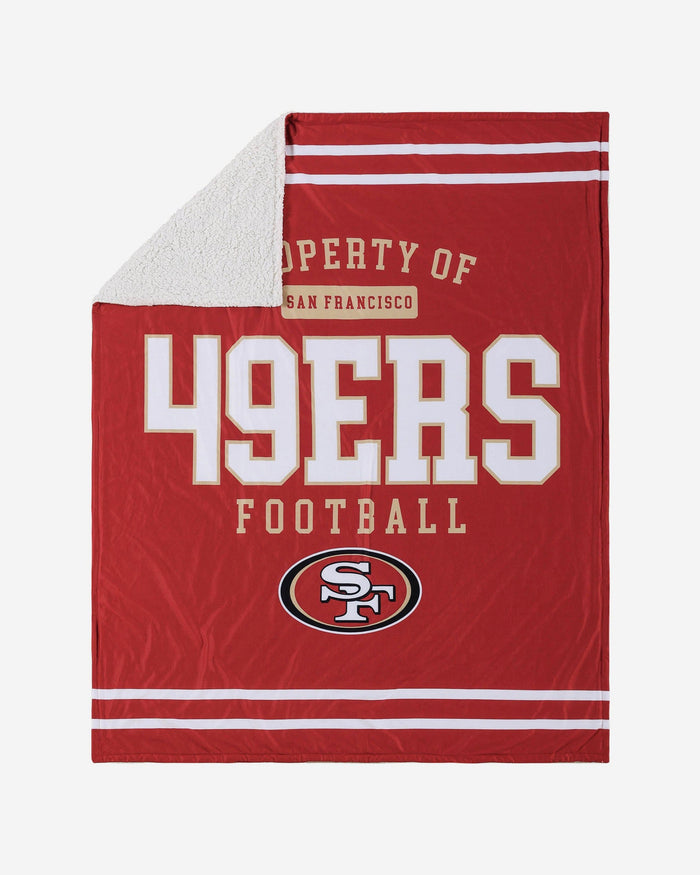 San Francisco 49ers Team Property Sherpa Plush Throw Blanket FOCO - FOCO.com