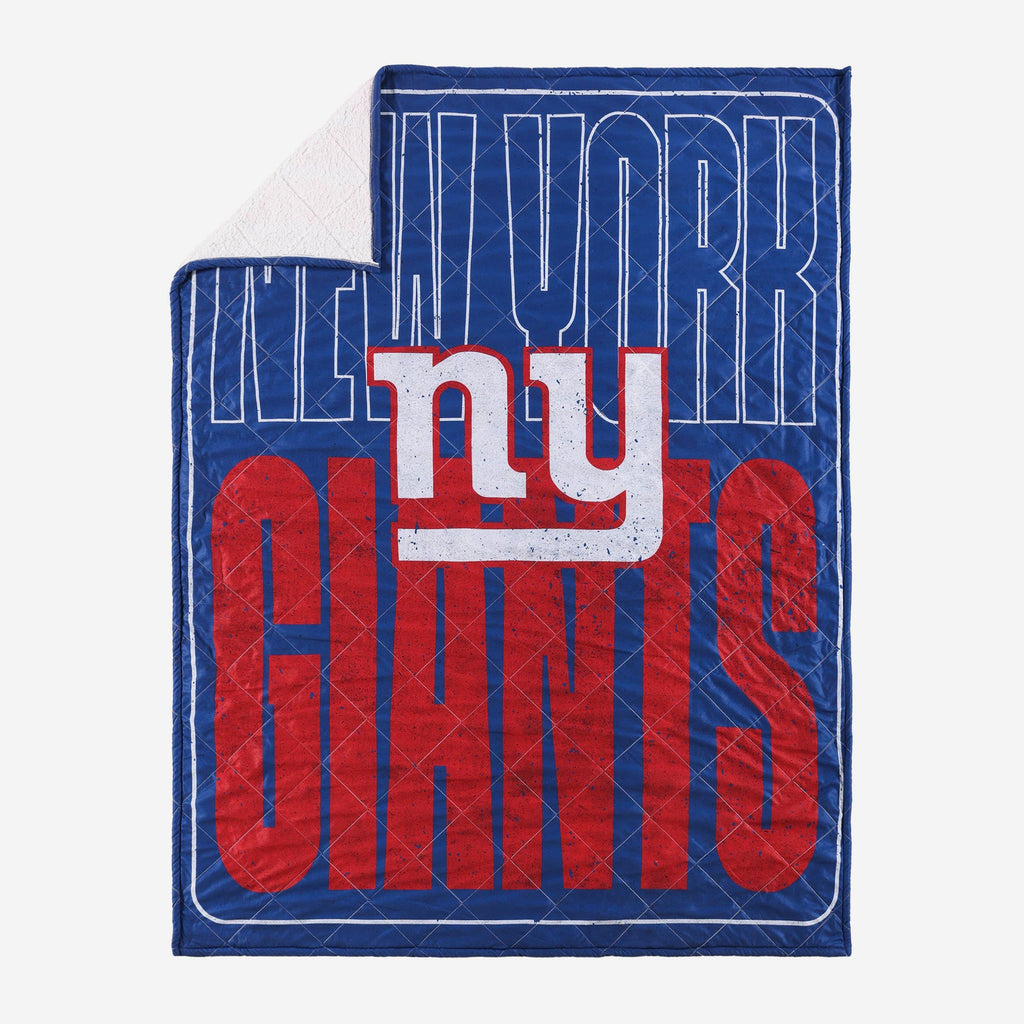 New York Giants Big Game Sherpa Lined Throw Blanket FOCO - FOCO.com