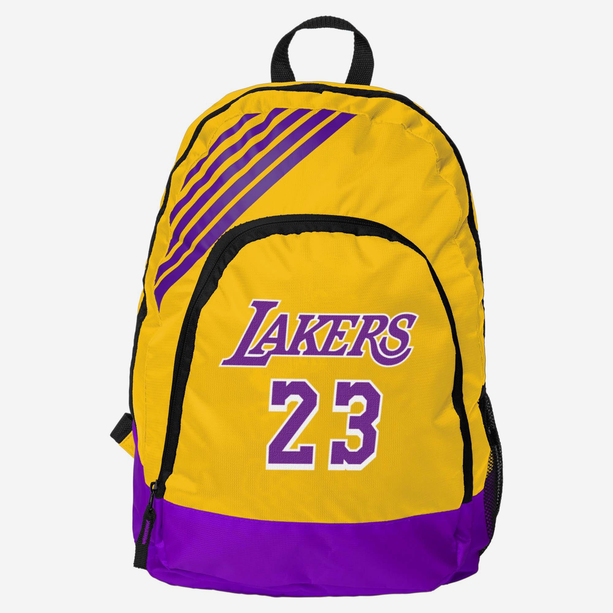 lakers backpack nike LeBron James Los Angeles Lakers Border Stripe Backpack FOCO