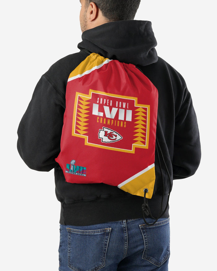 Kansas City Chiefs Super Bowl LVII Champions Team Color Drawstring Backpack FOCO - FOCO.com