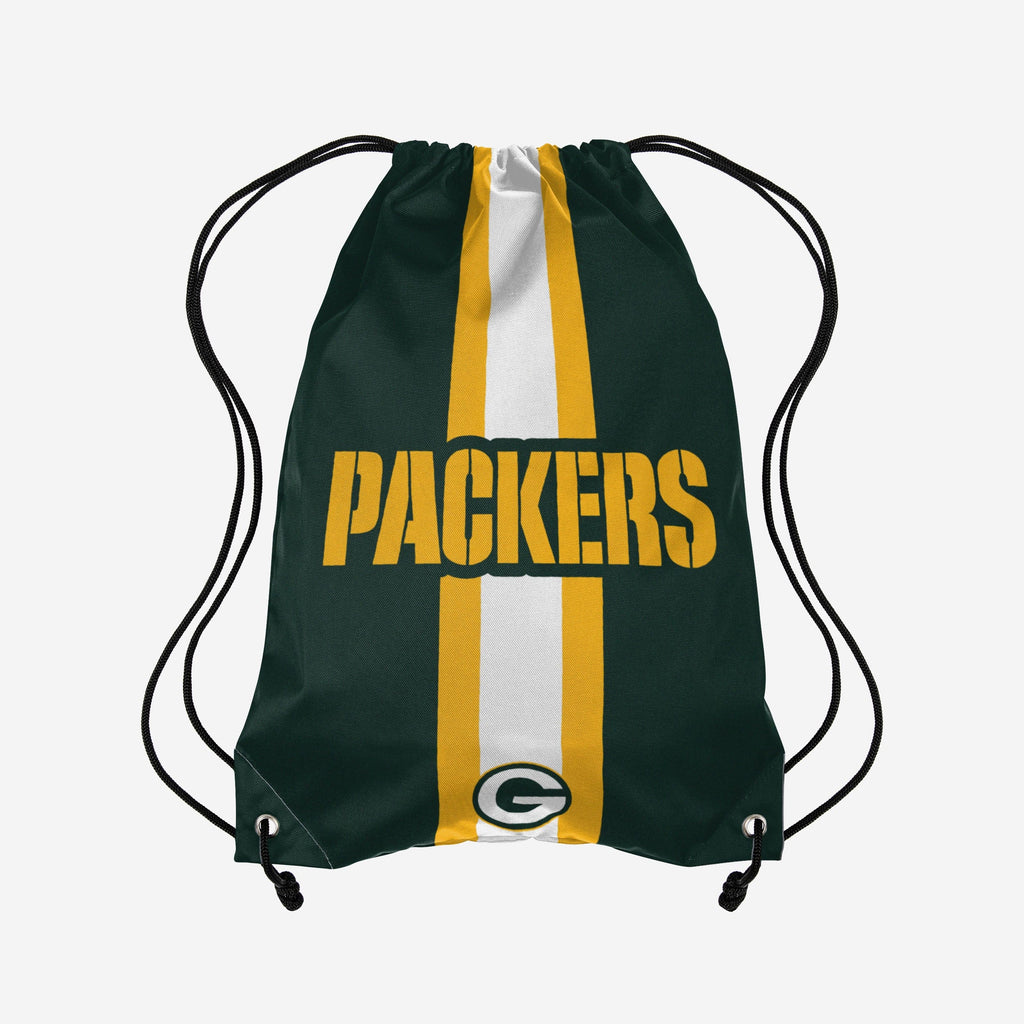 Green Bay Packers Team Stripe Wordmark Drawstring Backpack FOCO - FOCO.com